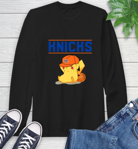NBA Pikachu Basketball Sports New York Knicks Long Sleeve T-Shirt 2