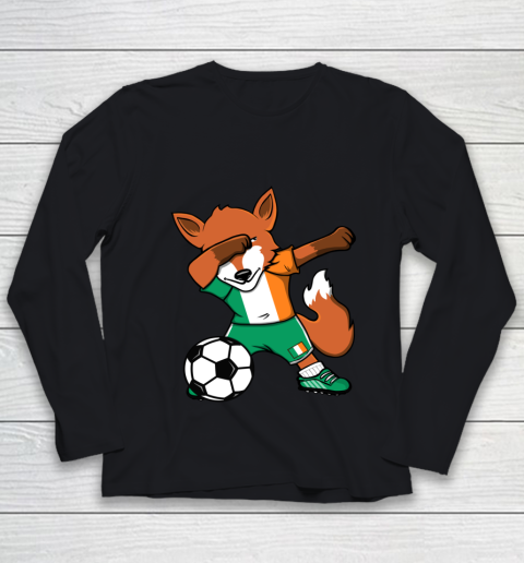 Dabbing Fox Ireland Soccer Fans Jersey Irish Football Lovers Youth Long Sleeve