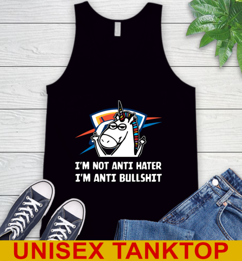 Oklahoma City Thunder NBA Basketball Unicorn I'm Not Anti Hater I'm Anti Bullshit Tank Top 2