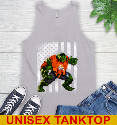 Miami Marlins Hulk Marvel Avengers MLB Baseball American Flag Tank Top 3