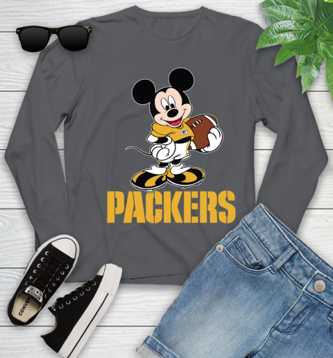 NFL Football Green Bay Packers Cheerful Mickey Mouse Shirt Youth Long Sleeve 8