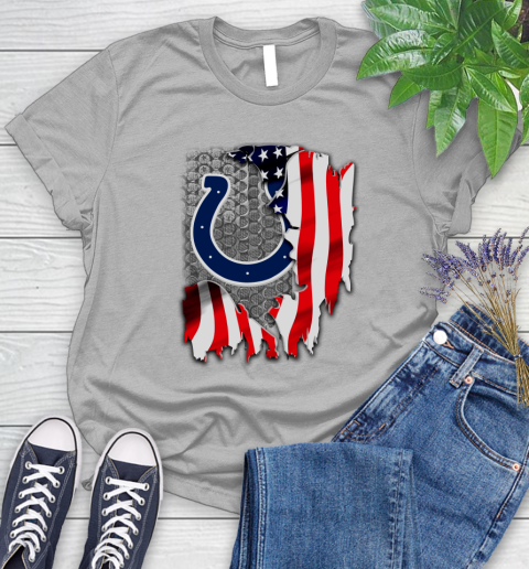 Indianapolis Colts NFL Football American Flag Women's T-Shirt 5