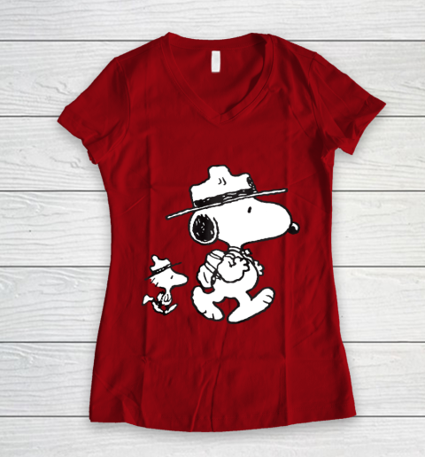 Funny Snoopy Woodstock Camping Women's V-Neck T-Shirt 6