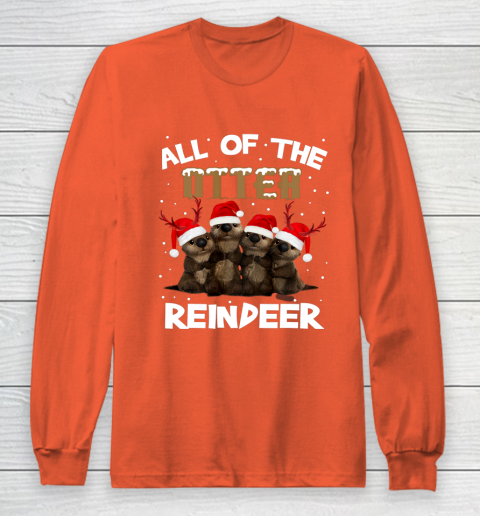All Of Otter Reindeer Christmas Pajamas Tshirt Xmas Long Sleeve T-Shirt 3