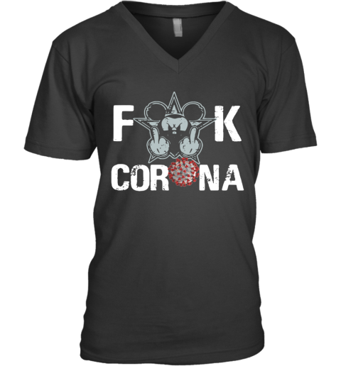 Mickey Mouse Fuck Corona V-Neck T-Shirt