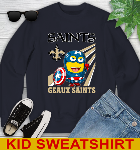 NFL Football New Orleans Saints Captain America Marvel Avengers Minion Shirt Youth Sweatshirt 2