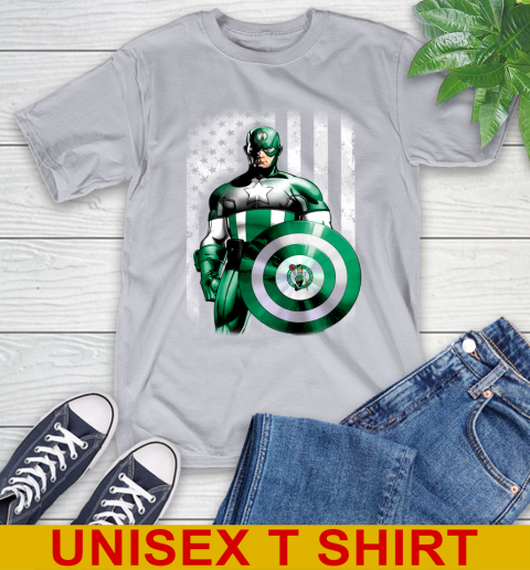Boston Celtics NBA Basketball Captain America Marvel Avengers American Flag Shirt T-Shirt 5