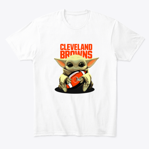 8sui baby yoda loves the cleveland browns classic t shirt 2 front white