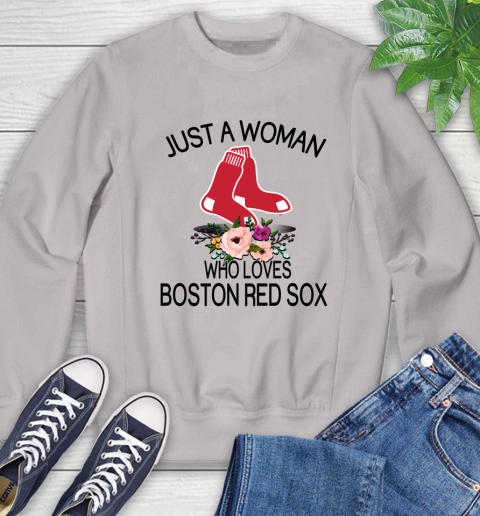 MLB Just A Woman Who Loves Boston Red Sox Baseball Sports Sweatshirt 9