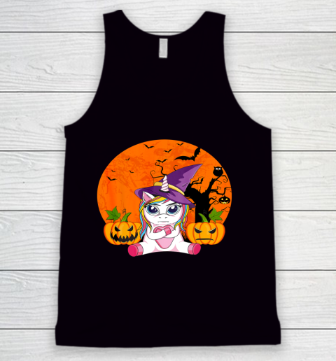 Funny Halloween Shirt Women Witchy Hat Unicorn Tank Top 1
