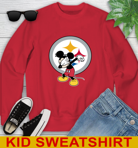 Pittsburgh Steelers NFL Football Dabbing Mickey Disney Sports Youth Sweatshirt 8