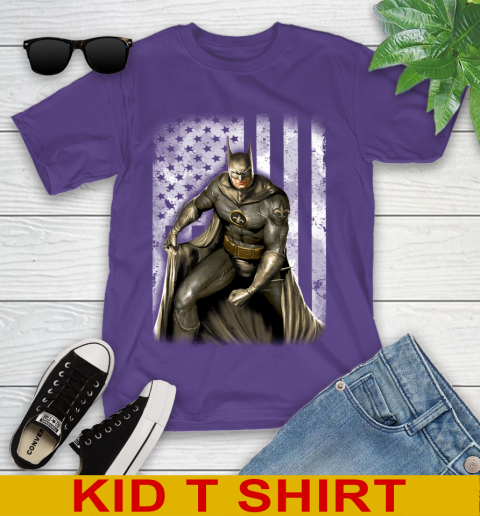 New Orleans Saints NFL Football Batman DC American Flag Shirt Youth T-Shirt - Image 4