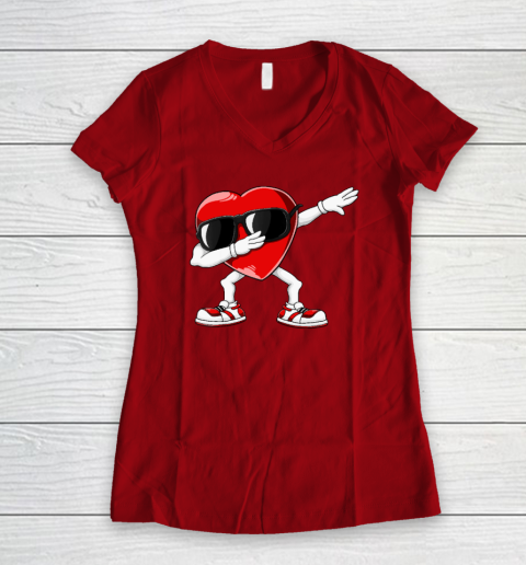 Dabbing Heart Funny Gifts Mens Kids Boys Valentines Day Women's V-Neck T-Shirt 6