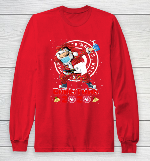 Atlanta Hawks Funny Santa Claus Dabbing Christmas 2020 NBA Long Sleeve T-Shirt 7