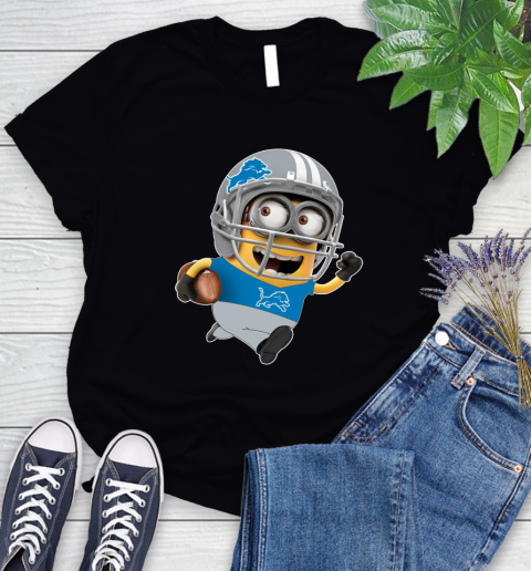 NFL Detroit Lions Minions Disney Football Sports Women's T-Shirt 2