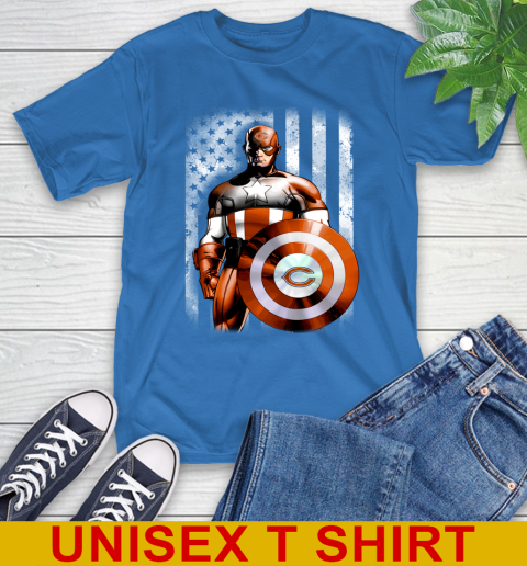 Chicago Bears NFL Football Captain America Marvel Avengers American Flag Shirt T-Shirt 11