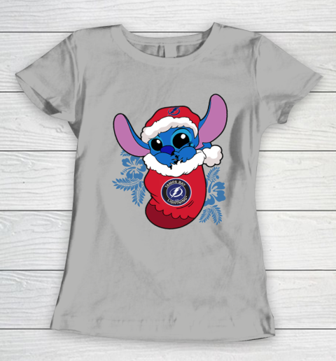 Tampa Bay Lightning Christmas Stitch In The Sock Funny Disney NHL Women's T-Shirt 11