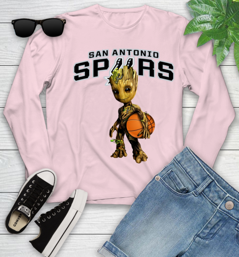San Antonio Spurs NBA Basketball Groot Marvel Guardians Of The Galaxy Youth Long Sleeve 10