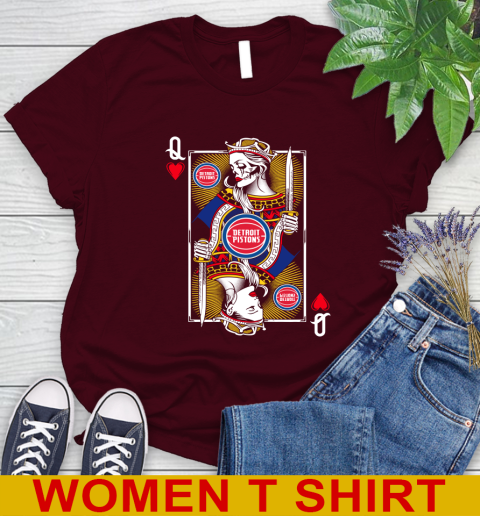 NBA Basketball Detroit Pistons The Queen Of Hearts Card Shirt Women's T-Shirt 6