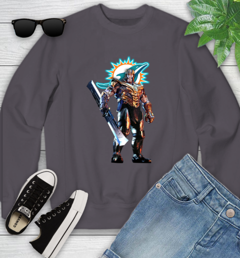 NFL Thanos Gauntlet Avengers Endgame Football Miami Dolphins Youth Sweatshirt 6