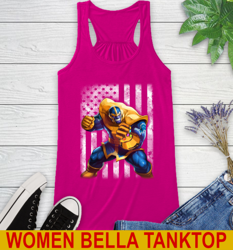 NFL Football Detroit Lions Thanos Marvel American Flag Shirt Racerback Tank 6