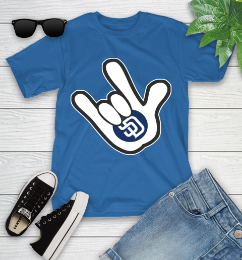 San Diego Padres MLB Baseball Mickey Rock Hand Disney Youth T-Shirt 9