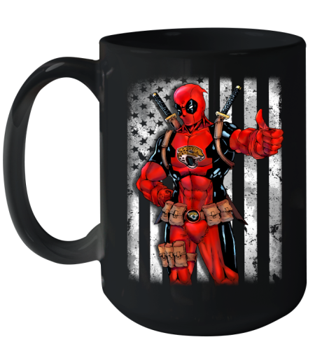 NFL Football Jacksonville Jaguars Deadpool American Flag Shirt Ceramic Mug 15oz