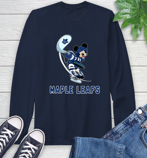 NHL Hockey Toronto Maple Leafs Cheerful Mickey Mouse Shirt Long Sleeve T-Shirt 4