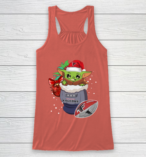 Atlanta Falcons Christmas Baby Yoda Star Wars Funny Happy NFL Racerback Tank 4