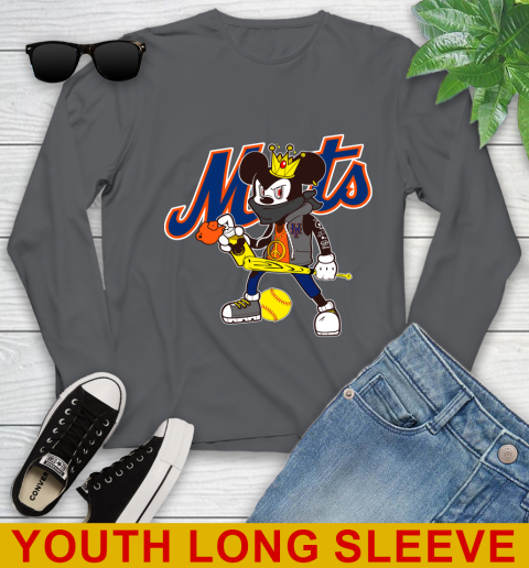 New York Mets MLB Baseball Mickey Peace Sign Sports Youth Long Sleeve 9