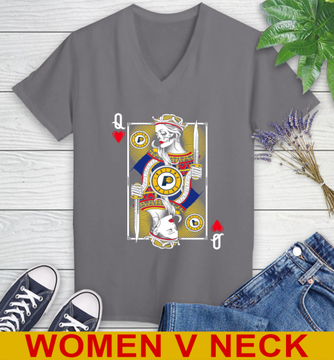 NBA Basketball Indiana Pacers The Queen Of Hearts Card Shirt Women's V-Neck T-Shirt 11