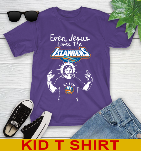 New York Islanders NHL Hockey Even Jesus Loves The Islanders Shirt Youth T-Shirt 3