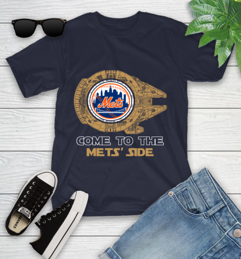 MLB Come To The New York Mets Side Star Wars Baseball Sports Youth T-Shirt 2