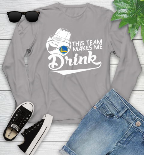 Golden State Warriors NBA Basketball This Team Makes Me Drink Adoring Fan Youth Long Sleeve 5