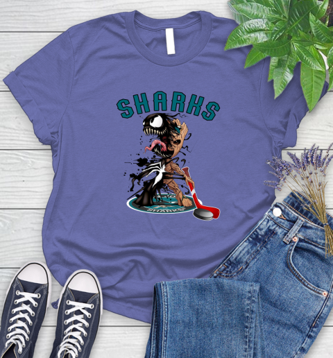NHL San Jose Sharks Hockey Venom Groot Guardians Of The Galaxy Women's T-Shirt 11