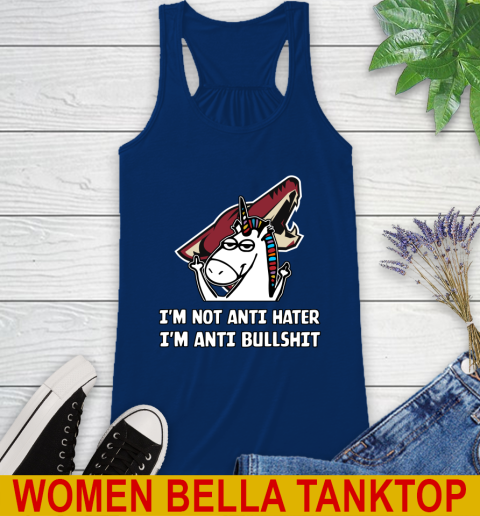 Arizona Coyotes NHL Hockey Unicorn I'm Not Anti Hater I'm Anti Bullshit Racerback Tank 9