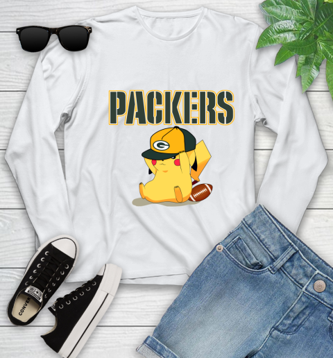 NFL Pikachu Football Sports Green Bay Packers Youth Long Sleeve