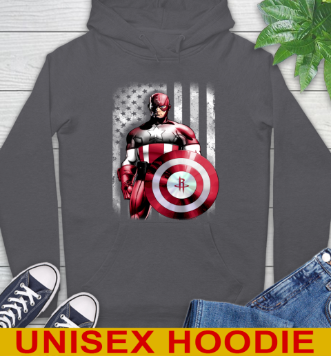 Houston Rockets NBA Basketball Captain America Marvel Avengers American Flag Shirt Hoodie 7