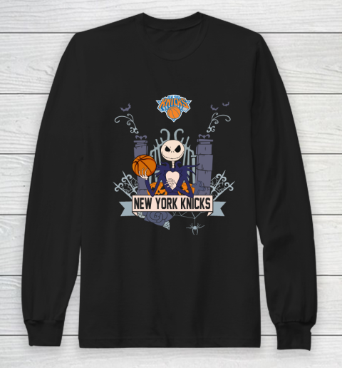 NBA New York Knicks Basketball Jack Skellington Halloween Long Sleeve T-Shirt