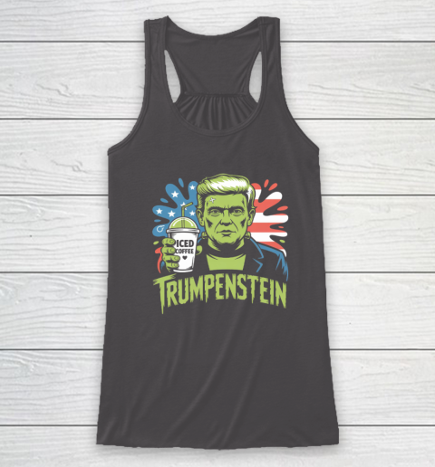 Trumpenstein Funny Iced Coffee Drink Halloween 4th of July USA Flag Racerback Tank 6