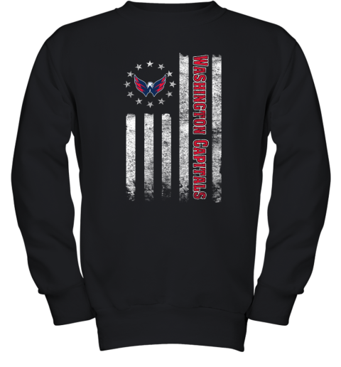 NHL American Flag Hockey Sports Washington Capitals Youth Sweatshirt