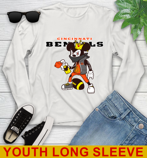 Cincinnati Bengals NFL Football Mickey Peace Sign Sports Youth Long Sleeve 12