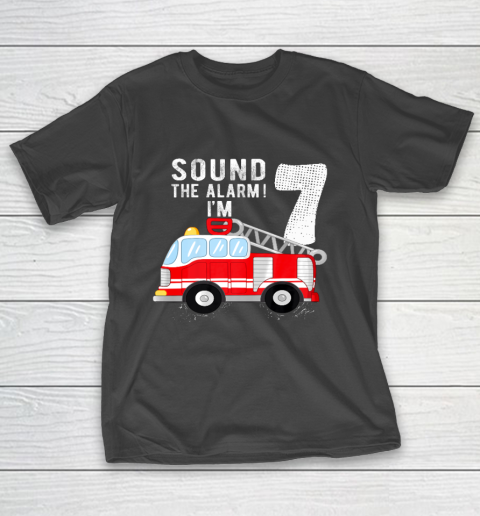 Kids Firefighter 7th Birthday Boy 7 Year Old Fire Truck T-Shirt