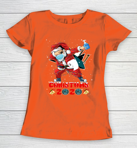 San Jose Sharks Funny Santa Claus Dabbing Christmas 2020 NHL Women's T-Shirt 3