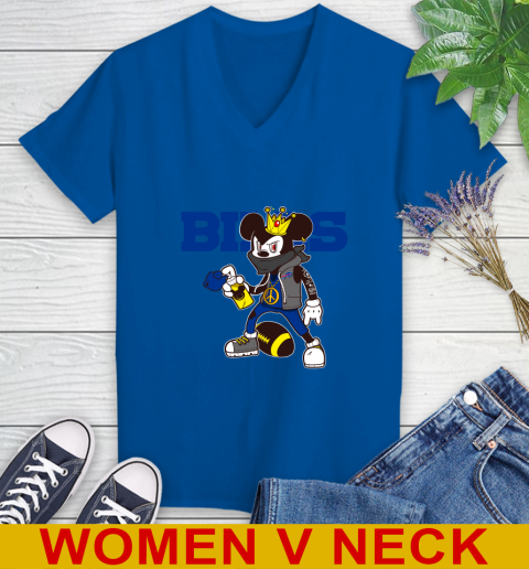Buffalo Bills NFL Football Mickey Peace Sign Sports Women's V-Neck T-Shirt 11