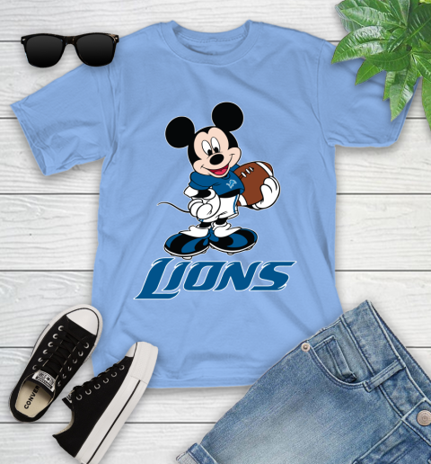 NFL Football Detroit Lions Cheerful Mickey Mouse Shirt Youth T-Shirt 11