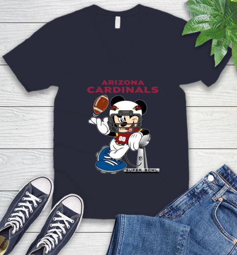 NFL Arizona Cardinals Mickey Mouse Disney Super Bowl Football T Shirt V-Neck T-Shirt 3