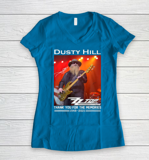 Dusty Hill Thank You For Memories Women's V-Neck T-Shirt 5