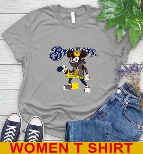 Milwaukee Brewers MLB Baseball Mickey Peace Sign Sports Women's T-Shirt - Image 12