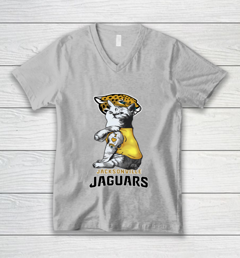 NFL Football My Cat Loves Jacksonville Jaguars V-Neck T-Shirt 3